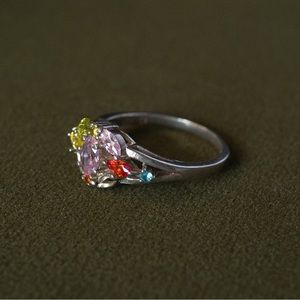 Sterling Silver ring colorful gemstones